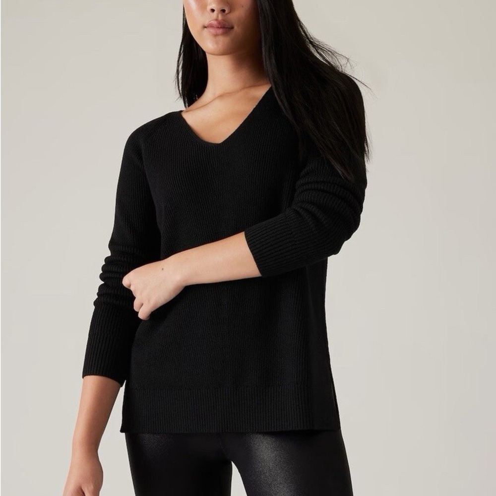 Athleta Women's Merano Black V-Neck Sweater